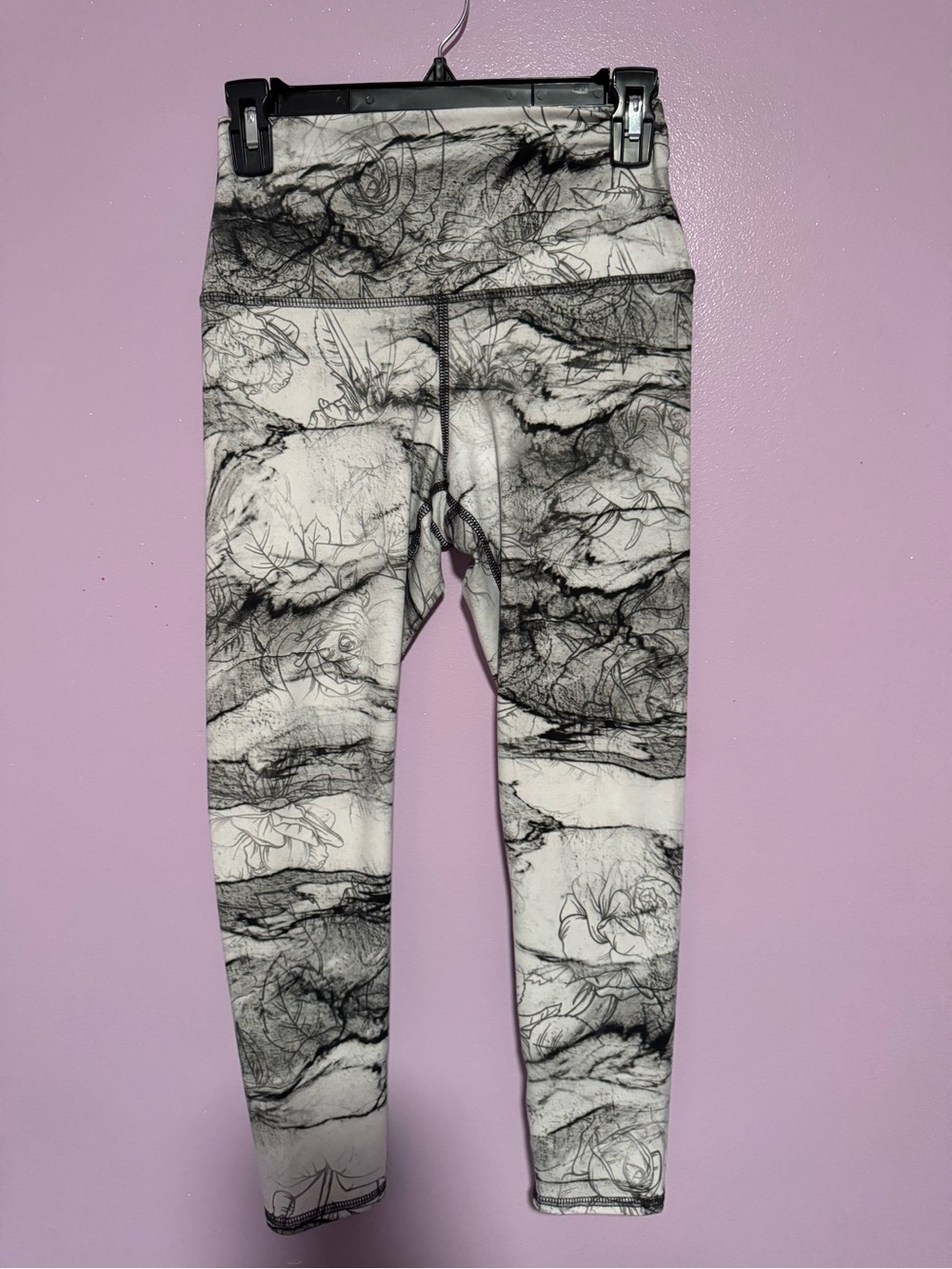 Evolution and Creation Black & White Marble Pattern Kids Leggings